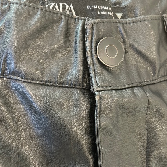 Zara Faux Leather Flare Pants with Zipper at hem in Black Size Medium - Picture 8 of 12
